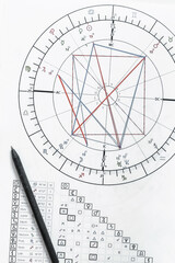 Wall Mural - astrology. astrologer calculates natal chart and makes a forecast of fate tarot cards, fortune telli