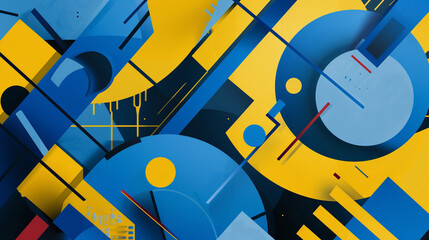 Blue and yellow Constructivism art background