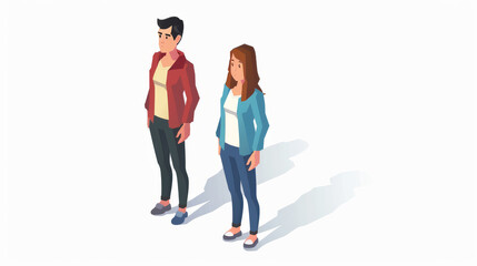 Wall Mural - Two isometric cartoon people