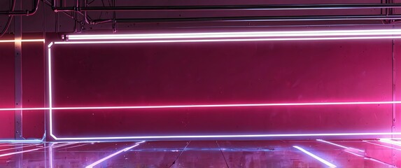 Wall Mural - pink tech neon light path theme abstract background with copy space for banner
