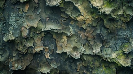 Wall Mural - Organic background with bark patterns earthy tones and mossy greens