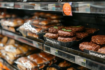 Plant-Based Burgers on Grocery Shelf