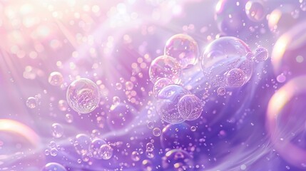 Wall Mural - Champagne bubbles with lavender highlights on an ethereal background
