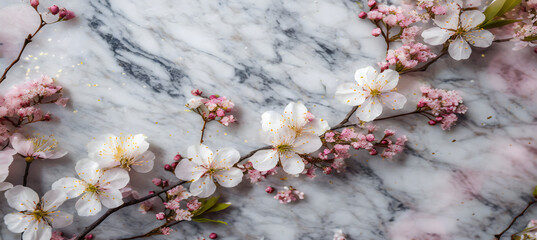 Wall Mural - Blossoming Sakura Marble Bliss background marble. Generative AI.