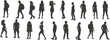 © Mozahidul - random people walking Black silhouette editable vector