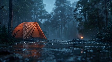rain on the tent in the forest, tropic, quiet, calm, peaceful, meditation, camping, night.