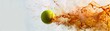 © Hansa & Party - Tennis ball blazing, white background, sharp focus, closeup