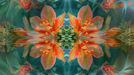 Poster - Exotic flower reflected in a beautiful mirror background