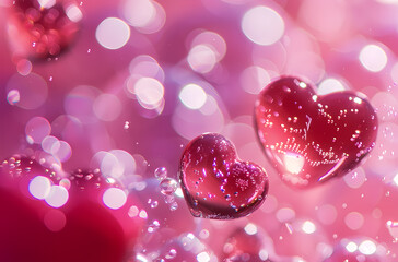 Wall Mural - valentine background with hearts