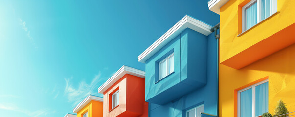 Wall Mural - High colorful apartment houses in modern design on the city panoramic view.
