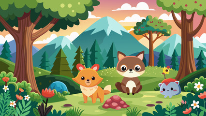 Wall Mural - cute-forest