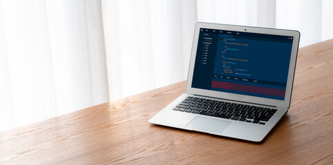 Software development programming on computer screen for modish application and program coding