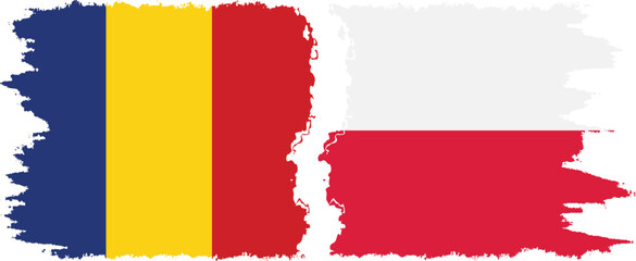 Wall Mural - Poland and Romania grunge flags connection vector
