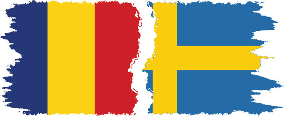 Wall Mural - Sweden and Romania grunge flags connection vector