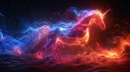 Poster - Mystical Unicorn in a Galaxy of Light.