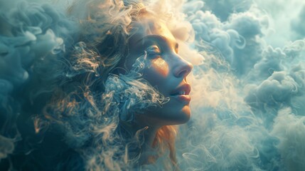 Poster - Woman in Smoke and Light.