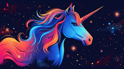 Poster - Magical Unicorn in the Night Sky.