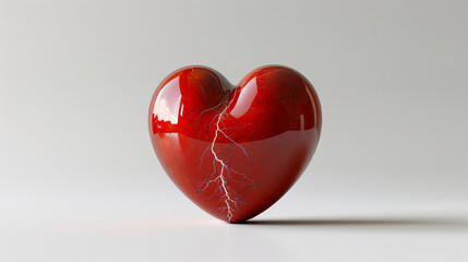 Poster - 3D rendering of a red heart with a lightning bolt, symbolizing cardiac efficiency, on white background