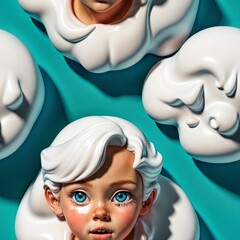 Wall Mural - Sweet faces, seamless wallpaper