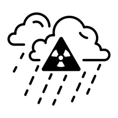 Poster - An outline icon of acid rain cloud with radioactive sign 