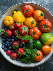 Wall Mural - bowl of fresh fruits