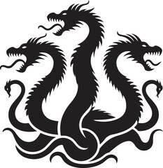 Hydra silhouette vector style design   black color . white color background