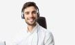 © wpw - Professional male customer service representative wearing a headset, consulting with a client He is focused and attentive, providing assistance and support