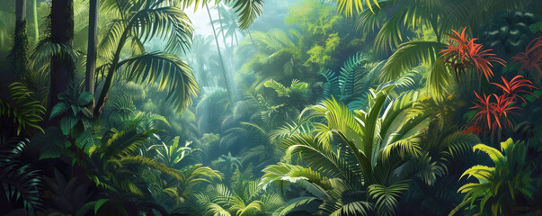 Banner, tropical jungle.
