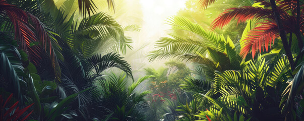 Banner, tropical jungle.