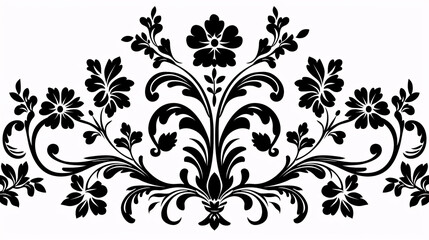 Wall Mural - Black silhouette of a lily of the valley, isolated on white background