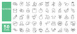 © M Design - Set of 50 line icons related to nutrition, healthy food, count calories, gluten and sugar free, detox diet, Editable stroke. Vector illustration