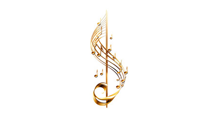 Wall Mural - golden music note cutout. isolated music note staff on transparent background