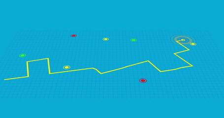 Wall Mural - image of navigation interface on blue background