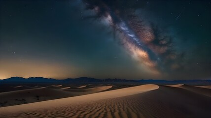 Milky Way over Desert Dunes, Starry night sky, High detail.