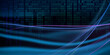 © LariBat - Artificial intelligence, big data, digital technology. Abstract binary background with 0 and 1 and blue-green wave lines for presentations, web design on technology information theme