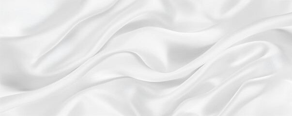 White abstract background banner, soft waves of fabric texture