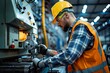 © Wan - Skilled Industrial Engineer or Worker Operating Machinery in a Factory Setting. Concepts. Manufacturing, Engineering, Industry, Labor