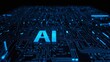 © Deivison - Word AI written on a circuit board with blue neon lights, concept of artificial intelligence and technology.