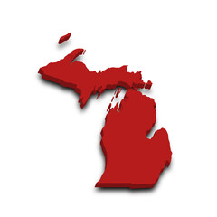 Wall Mural - 3d Map of Michigan state with color. United State of America, US, United State