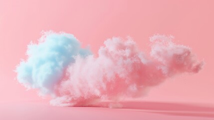 Wall Mural - Fluffy pastel cloud formation on pink background