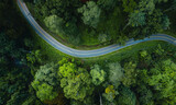 Aerial view  road and green forest,green environment