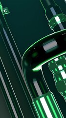 Sticker - bright green wires. motion.an abstraction that shows bright green-lit pipes that move forward.