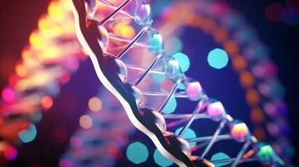 Poster - A visually stunning animation of a digital DNA molecule, its structure rendered in a vibrant color palette, captivating the viewer's attention.