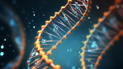 Poster - An inspiring animation of a digital DNA molecule, its structure symbolizing the power of genetics to shape the future of humanity.