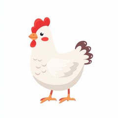 Poster - Icon of a hen chicken bird. Happy Easter. Cartoon funny kawaii baby chick. Flat design. Greeting card for kids. Wings, beak. White background. Isolated.