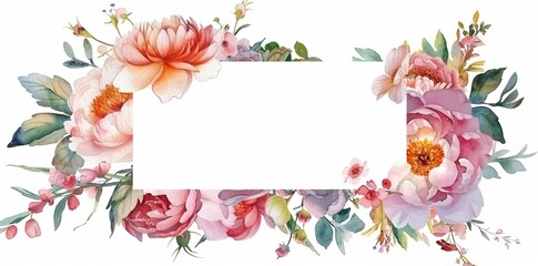 Wall Mural - An illustration of a floral frame with eucalyptus, olive, and green leaves in watercolors for wedding stationary, greeting cards, wallpapers, fashion, and backgrounds.