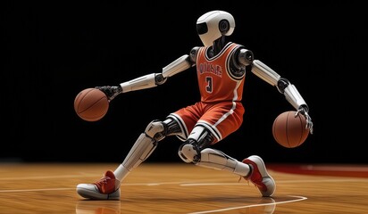 Wall Mural - robots have replaced basketball players or athletes. basketball player in action