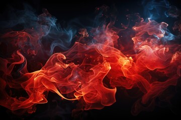 Wall Mural - Red Smoke Fragments Design on a Black Background background, generative IA