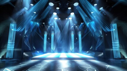 Wall Mural - Electronic Stage with Daz3D Style Lights, Nu Group Design, Horizon Views, Award-Winning Precision