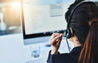 © peopleimages.com - Woman, headset and call center in office, crm and customer service for conversation and online support. Computer, telemarketing and consultant for career, operator and female person for hotline agent